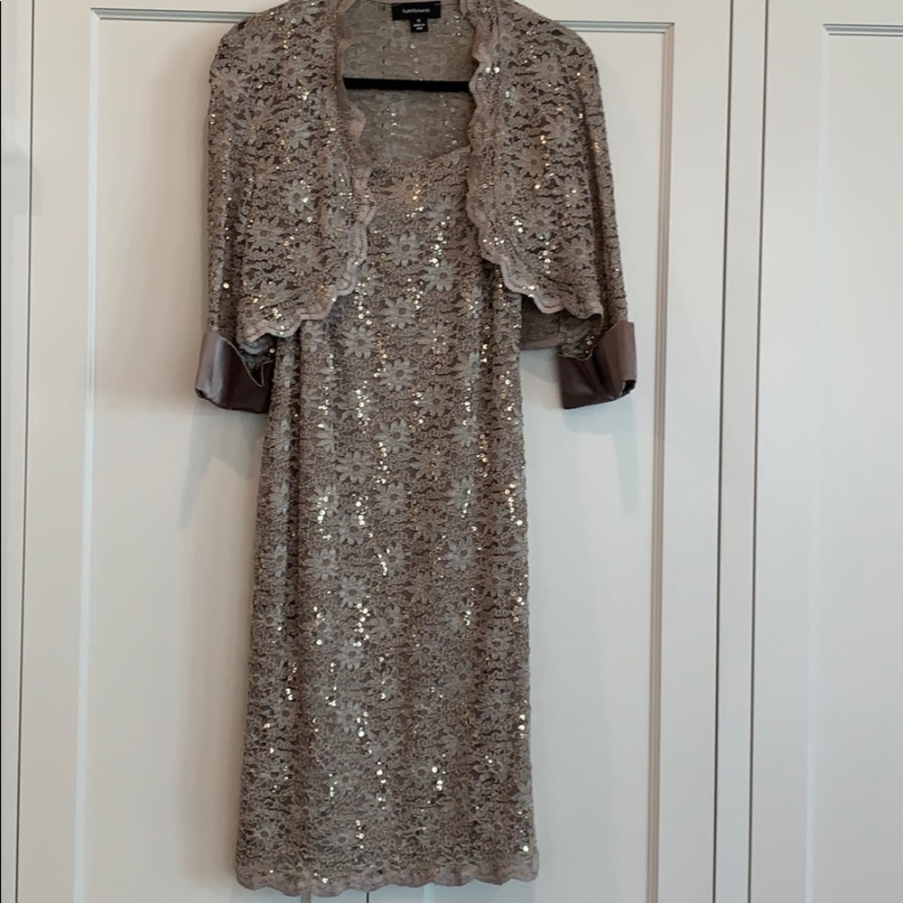 Fancy strap dress/ with lace shrug